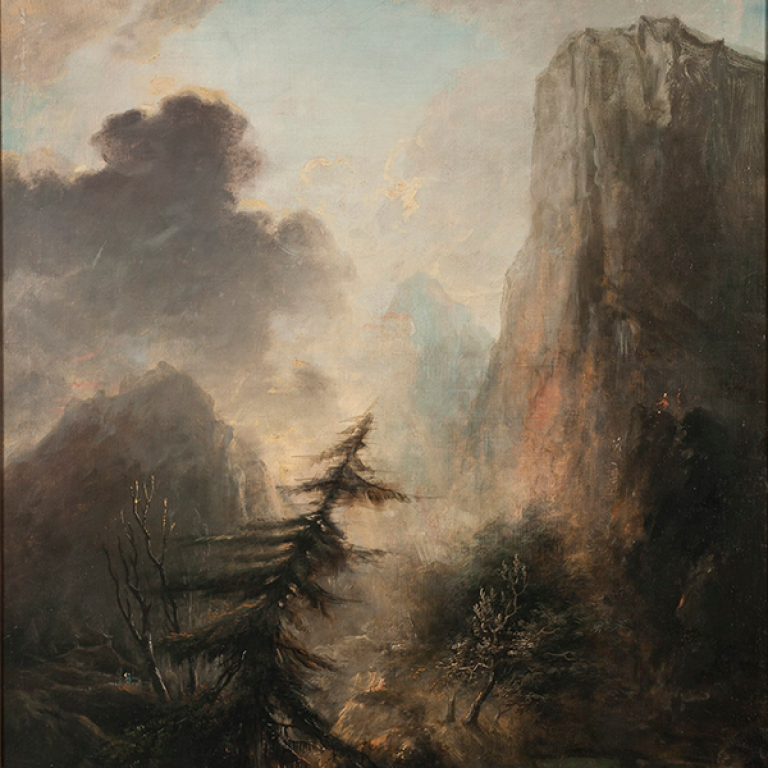 Landskap med gran, målning av Elias Martin cirka 1780.