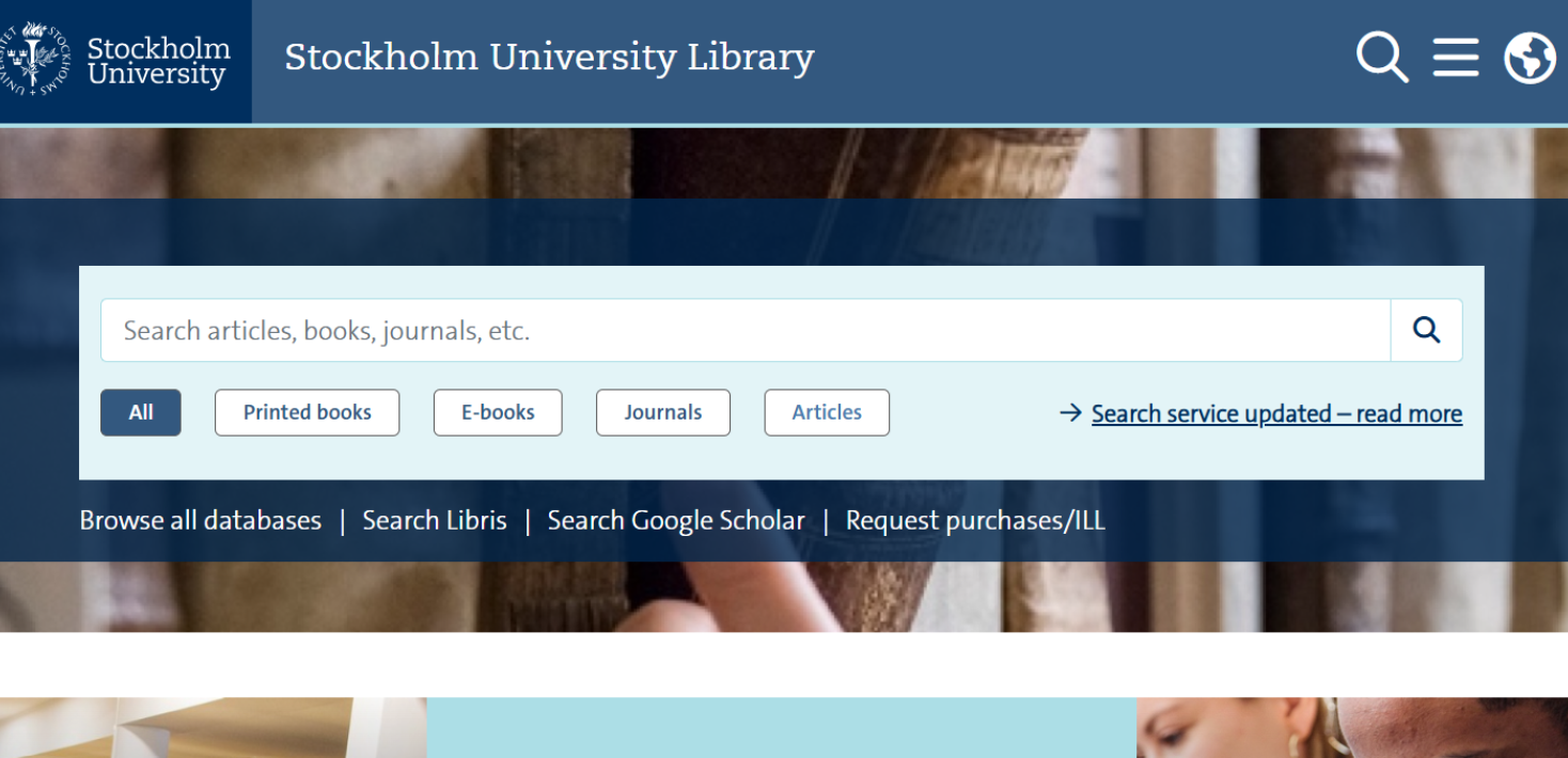 Serch box on the library website