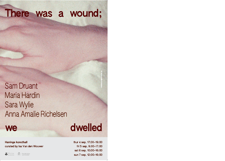 A pair of hands in close up. Text that says: There was a wound; we dwelled.