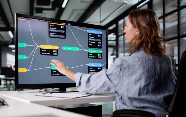 A person working with their screen.