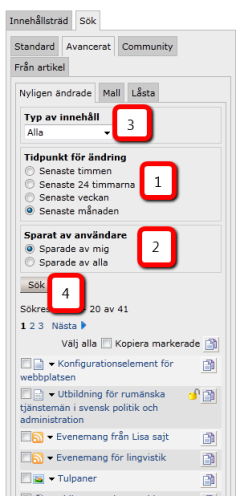 Nyligen ändrat innehåll