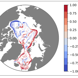 Map of the surface currents in the Arctic
