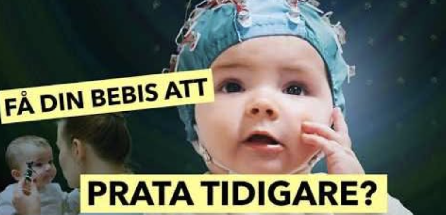 Bebis i mössa med elektroder för att mäta hjärnvågor.