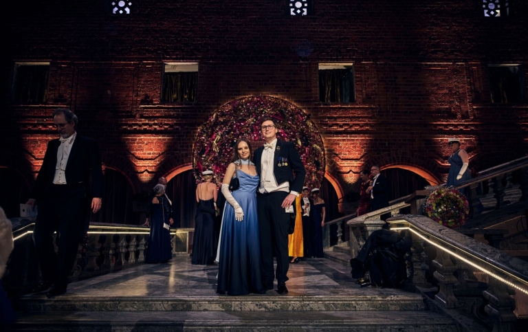 Kamila redo för bankett och Students' Nobel NightCap.