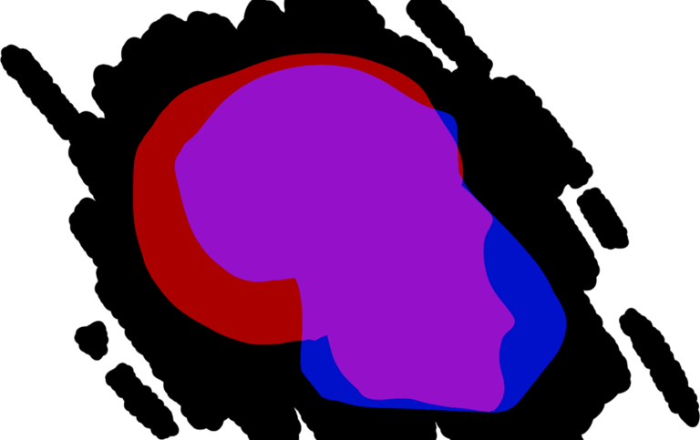 Skalle, stiliserad i olika färger.