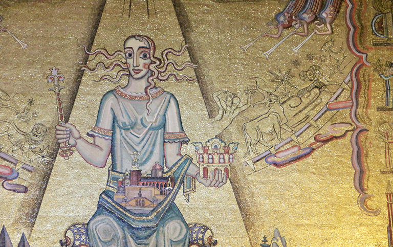 The Queen of Lake Mälaren in the Golden Hall, Stockholm City Hall.