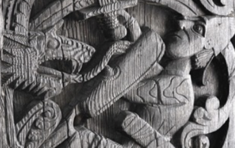 Snidade träfigurer, detalj av Giorgio Bascius doktorsavhandling.