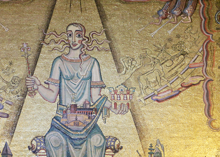 Mosaik föreställande Mälardrottningen.