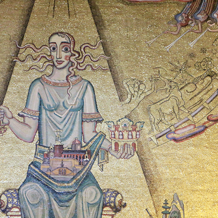 Mosaik föreställande Mälardrottningen.