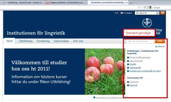 Målgruppsmeny eller genvägar2
